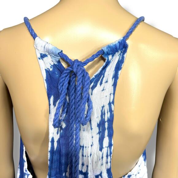 Earthbound Trading Co Womens Tank Top Tie Dye Split Open Back Loose Fit Blue Sm - Picture 4 of 10